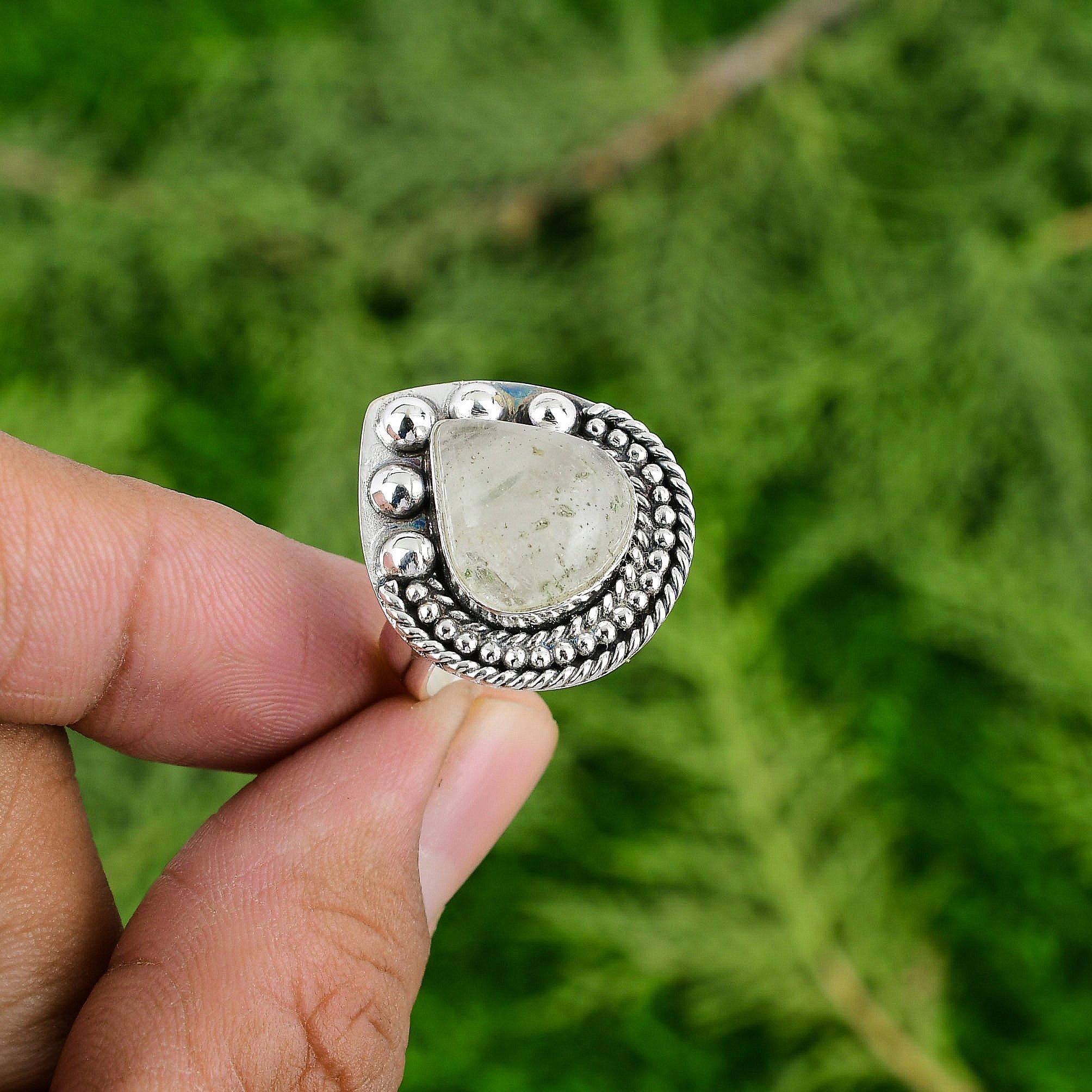 

Серебро 925 пробы Грушевидный Лунный камень Ручной работы Кольцо Обещания Сестре Ювелирное изделие Adjustable