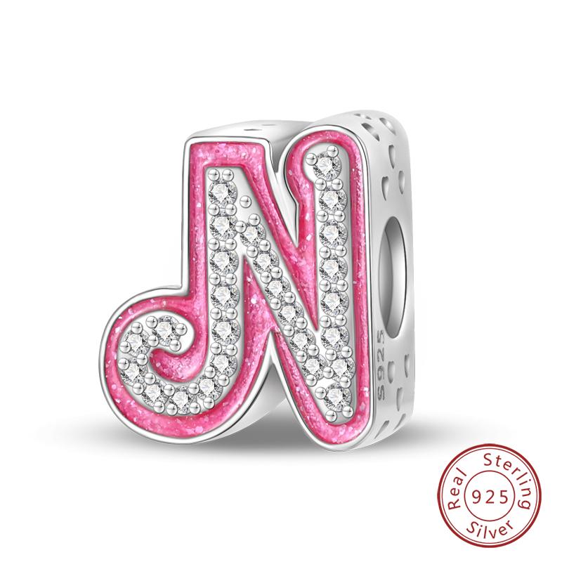 Copper Princess Pink 26 Letters Charm Bead Charms Bead Charms 3mm Do It Yourself Birthday Fine Jewellery Making