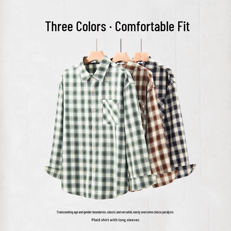 Huili Women's Plaid Long-Sleeve Shirt Jacket