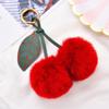 Plush Cherry Faux Mink Fur Keychain & Bag Charm