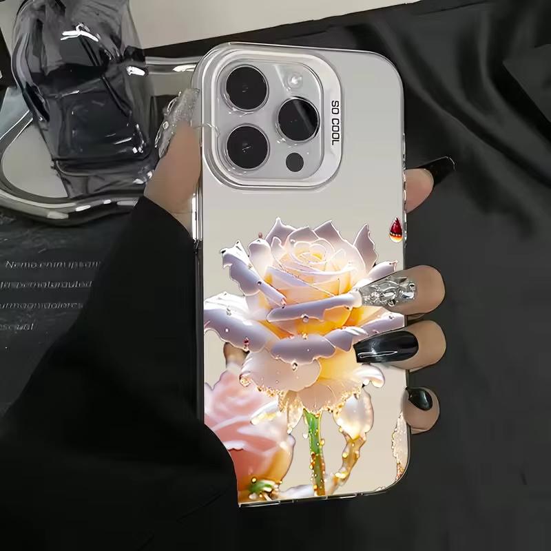 

Black Gold Rose Phone Cases for iPhone 16 15 Pro Max Cases For iPhone 16E 11 12 13 14 Pro X XS XR 7 8 Plus SE2 Silver IMD Covers iPhone 14 Pro Max
