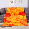 Tropical Floral Orange and Red Design Patterned flannel blanket perfect for the bedroom living room, sofa, or a little nap