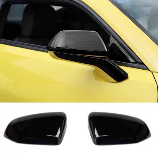 2Pcs Gloss Black Side Rear View Mirror Cover Trim For 2017-2024 Chevy Camaro