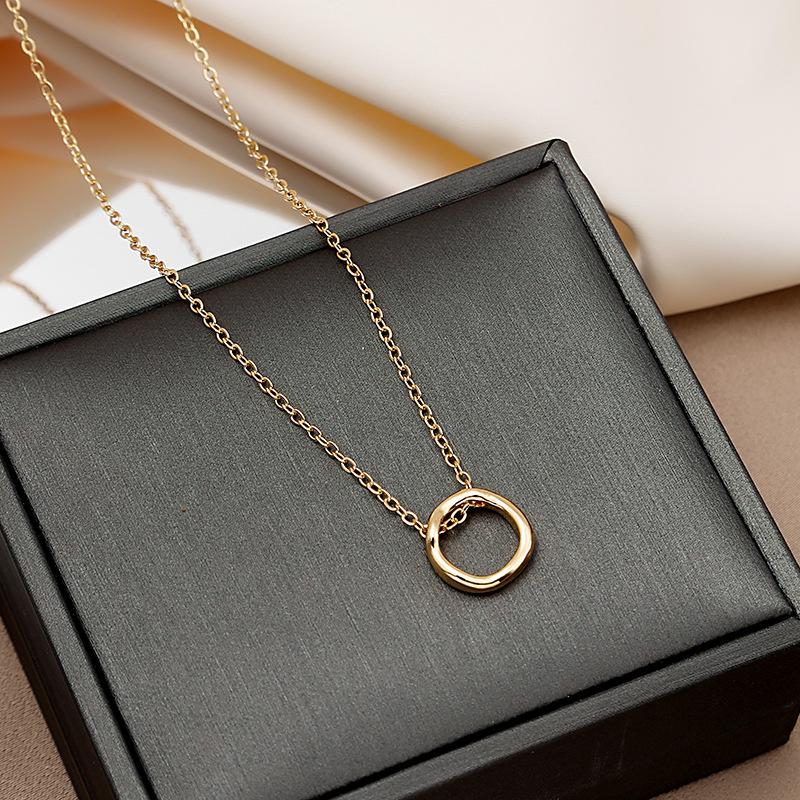 Exaggerated Personality Minimalist Women'S Irregular Round Necklace, Trendy Ring Pendant Collarbone Chain
