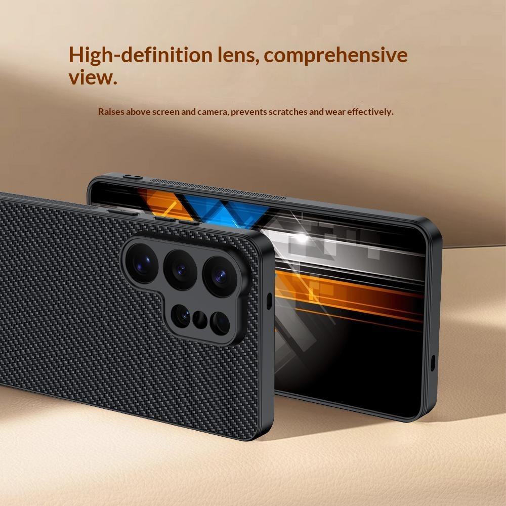 For Samsung Galaxy S26 Ultra Case Leather + PC Hard Phone Cover Carbon Fiber Texture