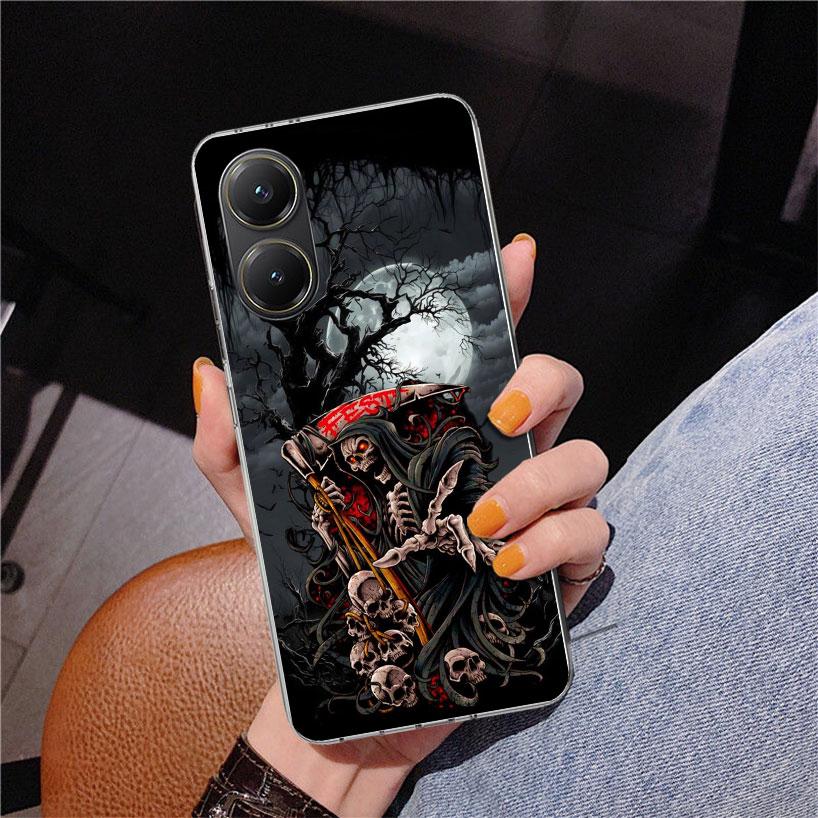 Death Grim Reaper Skull Scythe Phnoe Case for Xiaomi Poco X5 X6 X7 Pro X4 Gt F7 Ultra M8 M7 Redmi 15C 15 13C 13 12C 12 Unique Co