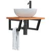 VidaXL Wall-mounted Washbasin Shelf Steel and Solid Beech Wood, Floating Washbasin Shelf, Washbasin Shelf To Place 3302427