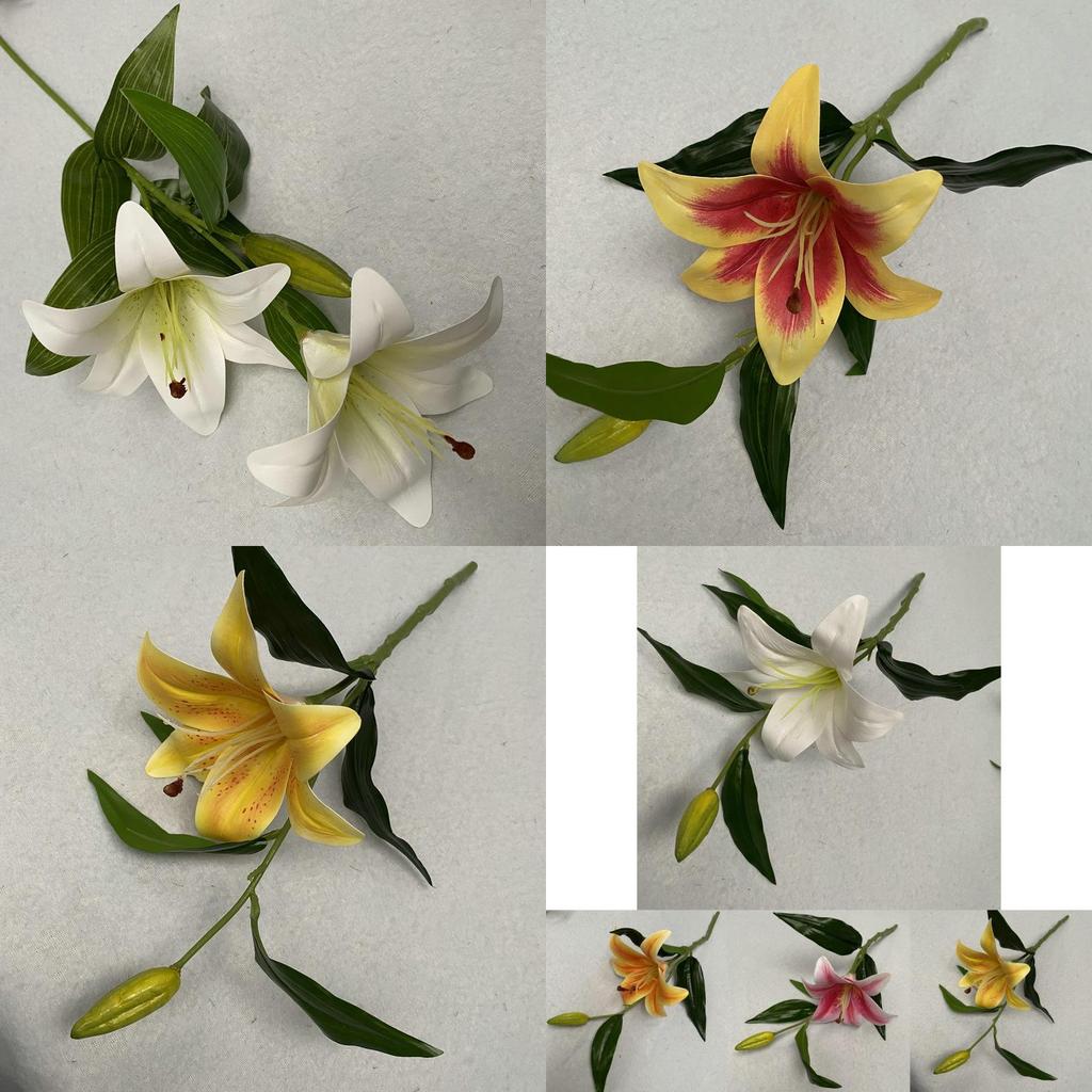 Realistic 3d Cloth Artificial Lilies Fake Flowers For Wedding Decor Home Staging Photography Props