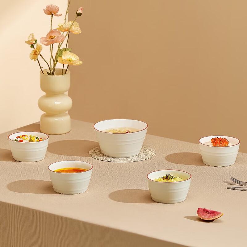 Leica Cream Style Ceramic 5-Piece Dinnerware Set