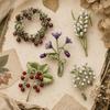 Vintage Botanische Brosche für Damen Blumiges Blatt Beere Perlenstil Pflanzen-Anstecker Eleganter Natur-inspirierter Schmuck für Mantel Schal Kleid Geschenk