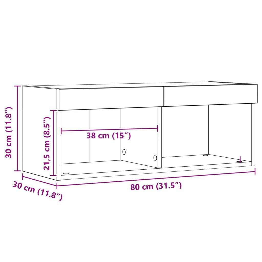 Retro-Multifunktions-TV-Schrank, Hängender Aufbewahrungsschrank, Offener Präsentationsbereich Mit Zwei Fächern, 80x30x30 Cm