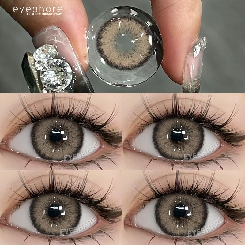 EYESHARE Brown Colored Contact Lens Natural Soft Contact Lenses for Eyes Fashion Decoration 14.2mm Yearly 2pcs=1 Pair