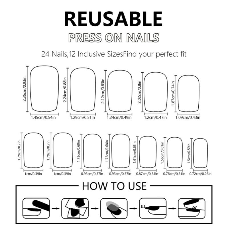 Packung mit 24 französischen Schmetterling Nagelkunstspitzen künstliche Nägel elegantes Design für sofortige Anwendung Naturweiß-Effekt