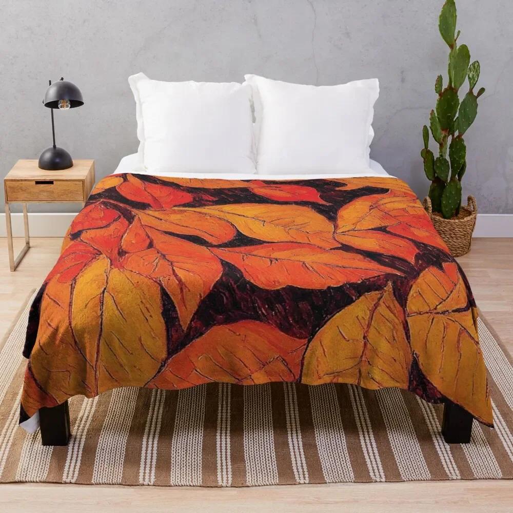 Autumn Theme Flannel Throw Blanket King Queen Size for Bed Sofa Couch Decor Lightweight Warm Super Soft Art Blanket Good Gift