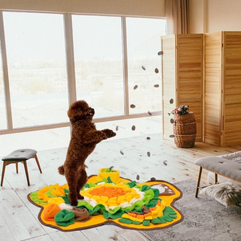 Haustier-Slow-Feeding-Schnüffelmatten für Hunde Fördern gesunde Essgewohnheiten und Riechen-Anreicherung Blumen-Design Slow Feeder
