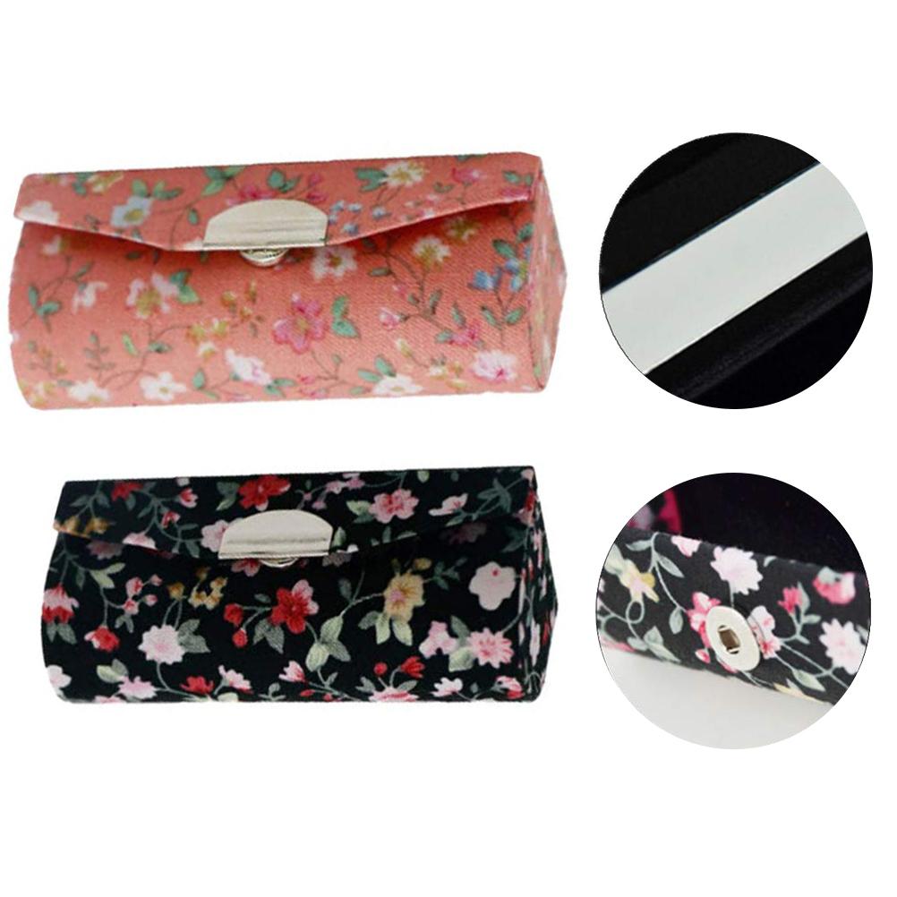 2 Pezzi Porta Rossetti Floreali Organizzatori Rossetti Stampati a Fiori Retrò con Specchio Cosmetico