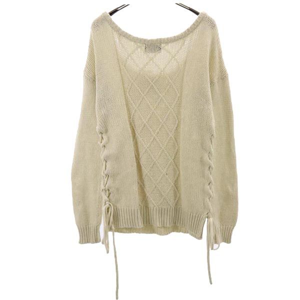 Unused STUSSY Wool Blend Long Sleeve Lace Up Knit M White System Sweater Women Used