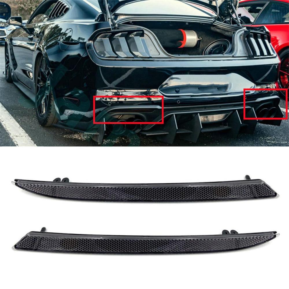 2Pcs For 2018-2023 Ford Mustang Smoke Tinted Lens Rear Bumper Diffuser Reflector