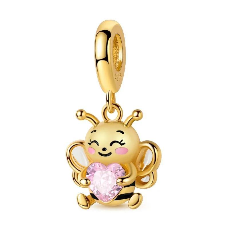 New Original Copper Bee Charms Honey Earrings Ring Beads Pendants Fit Bracelet Necklace Diy Jewelry Gift