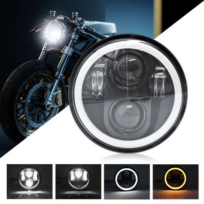 5 3 4   5.75 Inch Motorcycle LED Headlight with Hi Lo Beam DRL Turn Signal 5.75 Inch Round Angle Driving Light