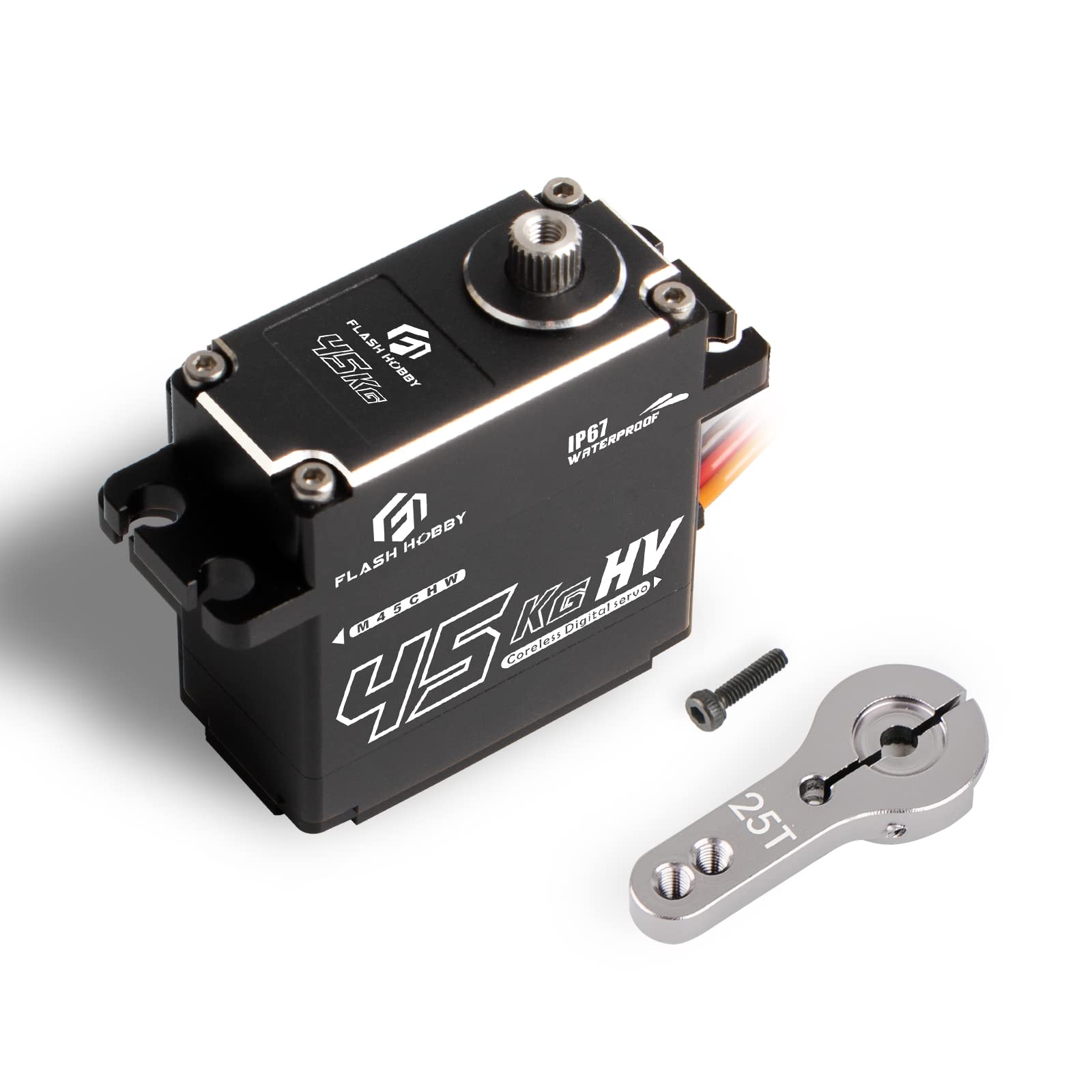 

FLASH HOBBY Coreless Servo 8.4V High Torque All Metal Gear Servo IP67 Waterproof Steering RC Servo 360° Continuous Rotation Suitable for 110 Scale