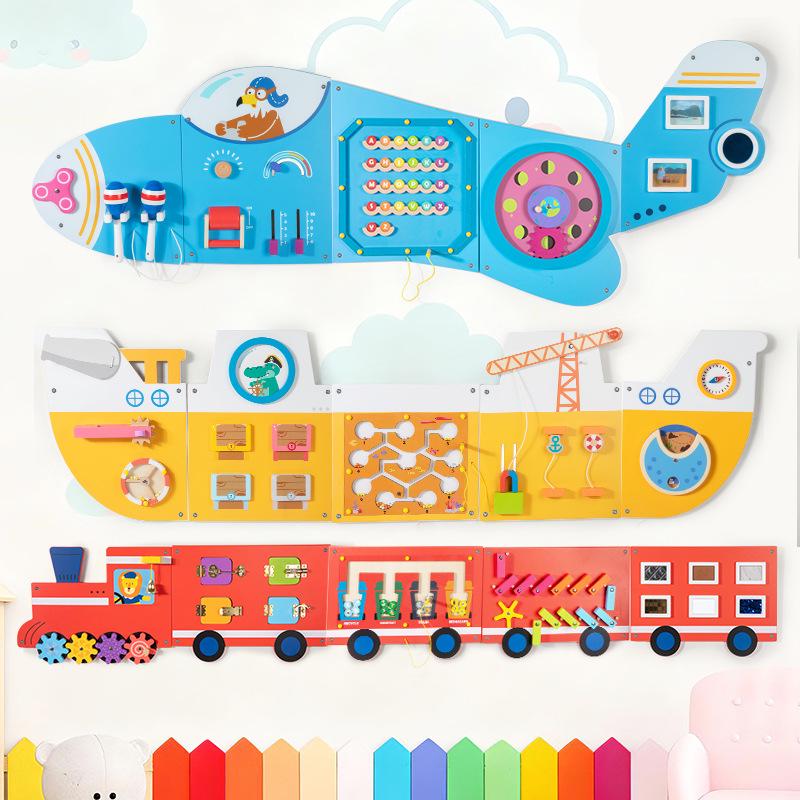 Wooden Children s Educational Wall Game Panel for Early Learning and Corridor Decoration