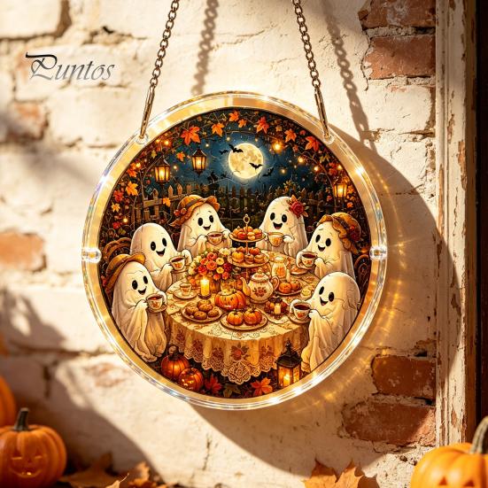 Creative Decompressing Puzzle Halloween Acrylic Sun Catcher, DIY Spooky Suncatcher Kit, Hanging Decor Gothic Stained Glass Window Ornament for