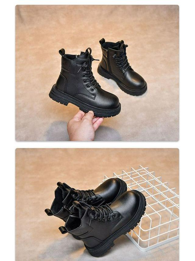 Children's Soft Leather Martin Boots: Autumn/Winter Girls' Fashion, Warm Velvet, British Style, Ankle Boots for Girls.