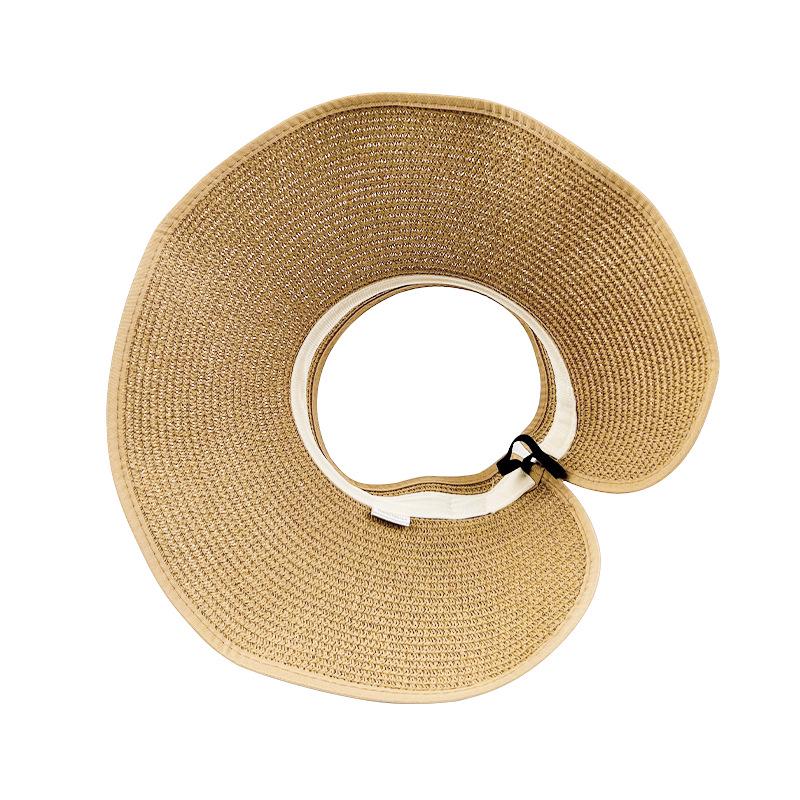 Foldable Straw Sun Hat with Wide Brim, Anti-UV Protection, and Bow Design for Outdoors