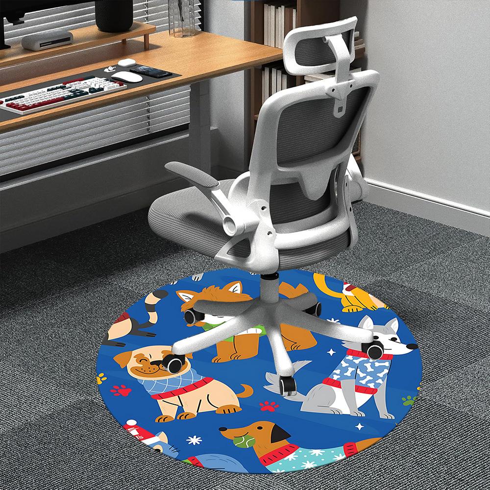 

1PC Paw Prints Pet Office Round Area Rug, Indoor Mat Suitable ForOffice, Under Office Chairs Bedroom Living Room Home Decor, Room Deco f103 80cm by 80cm