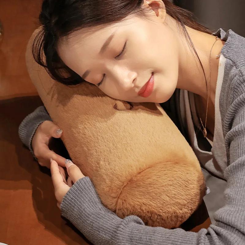 Capybara Plush Pillow Cartoon Soft Stuffed Cozy Capybara Lumbar Support Chair Seat Cushion Backrest Cushion Sofa Decor