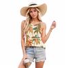 Women's Pleated Round Neck Hawaiian Printed Suspender