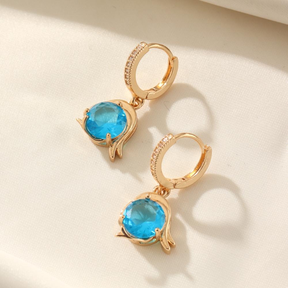 

Sparkling Yellow Zirconia Dangle Earrings for Women Earring Jewelry Wedding Party Accessories