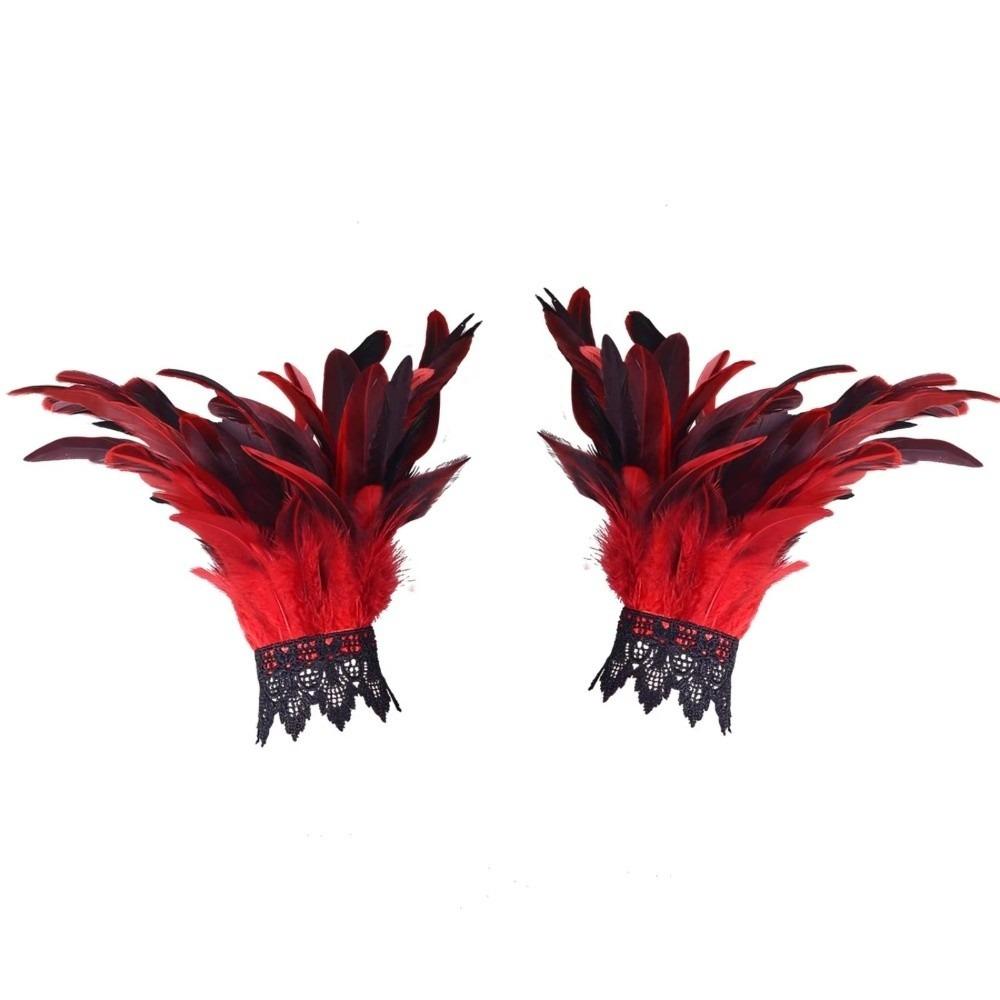 Adjustable Fluffy Feather Wrist Cuffs Black Plume Bracelet New Wristband Themed Party