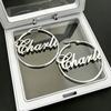 Personalized Name Hoop Earrings Custom Stainless Steel Nameplate Earrings 18k Gold Plated Letter Name Earrings Custom Gifts