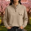 Women's Long Sleeve Crewneck Pocket Sweatshirt Casual Pullover for Everyday Wear