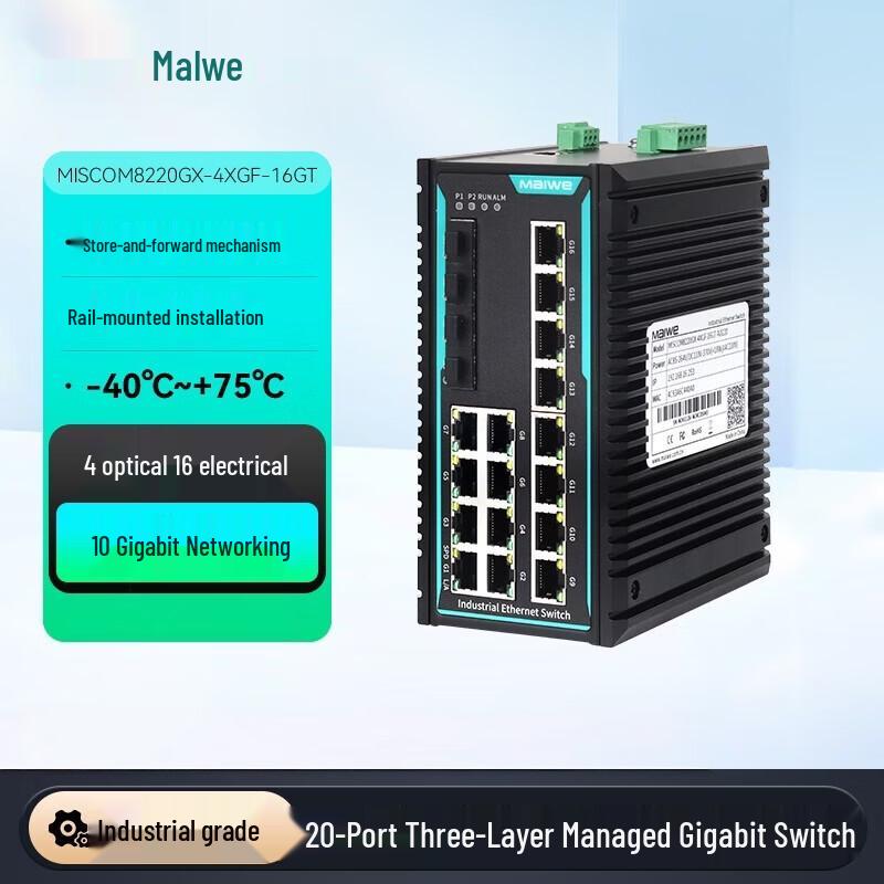 Maiwei 20-Port Layer 3 Managed Industrial Ethernet Switch