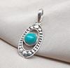 Turquoise Sterling Silver Pendant: Handmade Boho Tribal Necklace