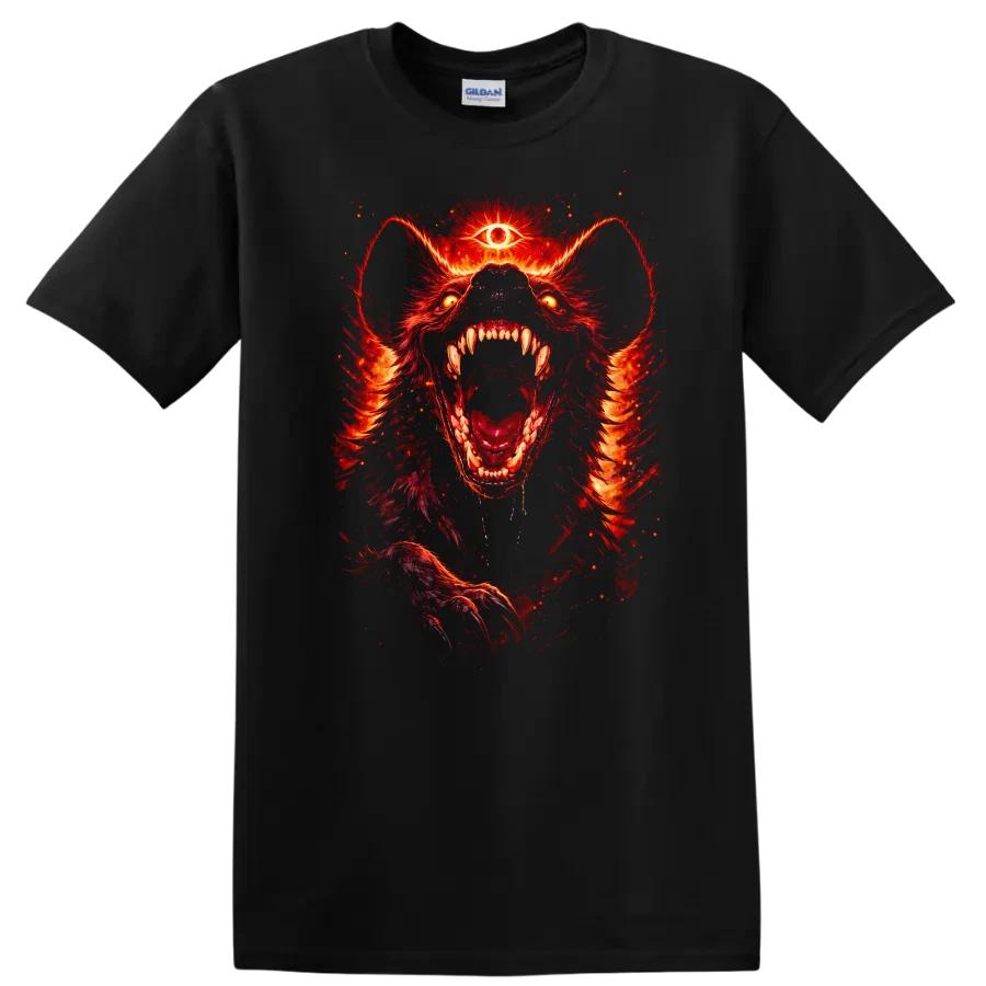 Wolf Demonic Creature Fire Eye T Shirt Graphic Art Design Horror Tee
