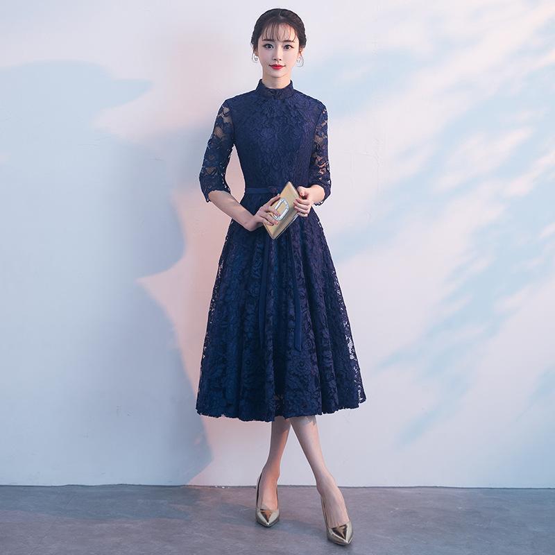 Evening Dress New Spring Party Dinner Small Dress Dress Party Medium and Long Slim Fit