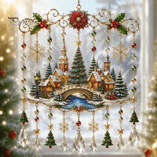 Lichtfangende Ornamente für Kamin Weihnachts-Windspiel, Acryl-Sonnenfänger für Außenbereich Garten Terrasse Dekorative Sonnenlichtfänger Deko, Hängend im Hof