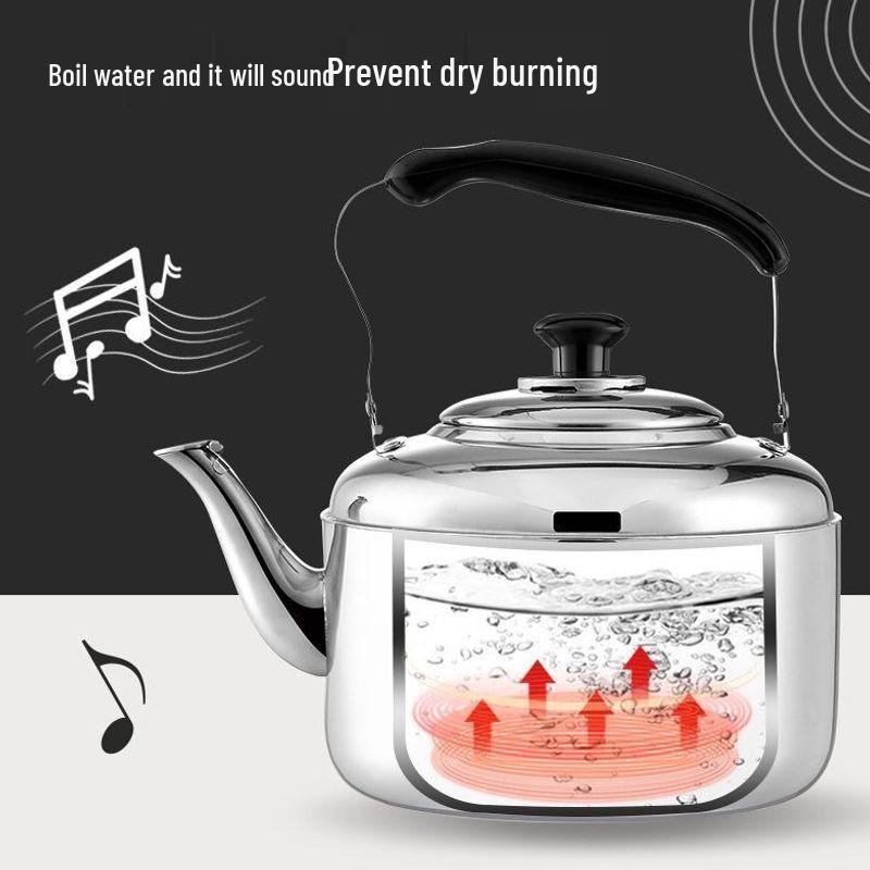 Pava Whistling de Acero Inoxidable 304 Extra Gruesa, Gran Capacidad, Compatible con Cocinas de Gas e Inducción para Uso Doméstico