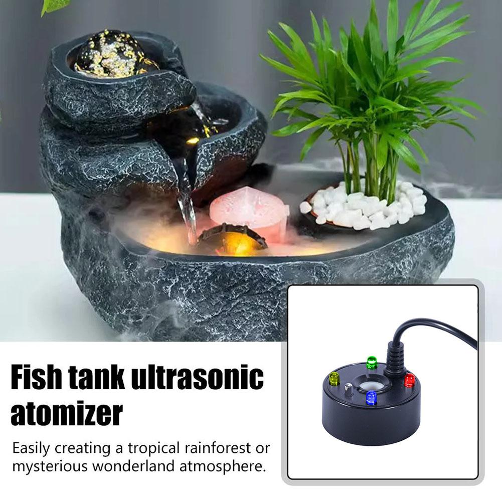 5V USB Mist Maker Fogger Nebulizer Water Fountain Fish Tank Pond Atomizer Head With 4 LED Colorful Lights Fish Tanks Decoration