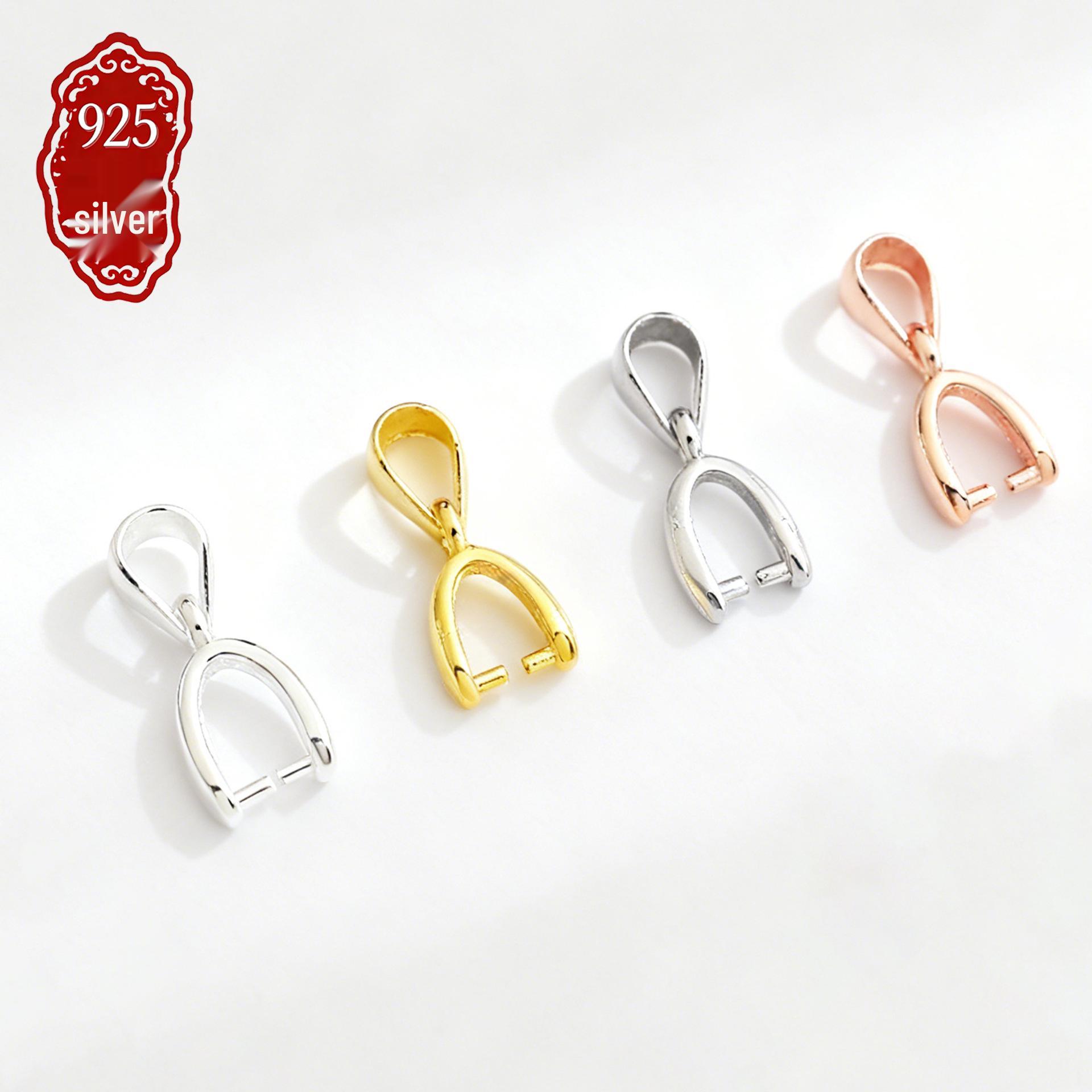 S925 Sterling Silver Melon Seed Clasp for DIY Jadeite or Amber Pendants S925 Silver; Single Price