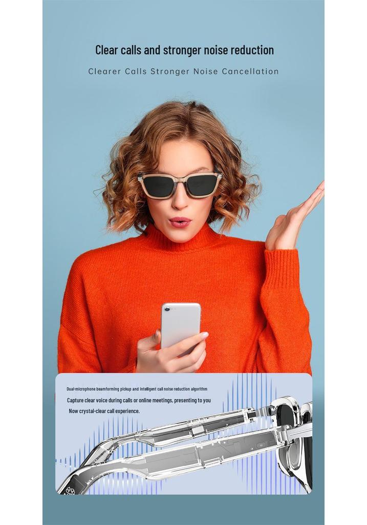 G01 Transparent AI Translation Smart Glasses with Bluetooth Music Capability.