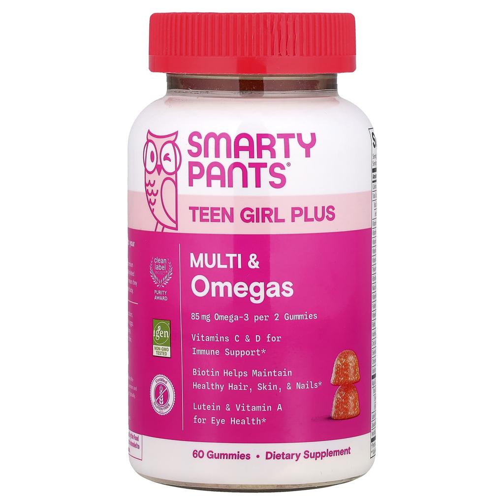 SmartyPants Teen Girl Plus Multi & Omega. Mango Orange, 60 Gummies