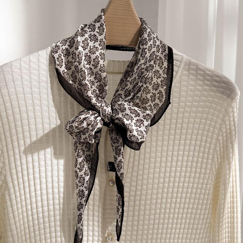 Silk Fashion Women s Silk Wool Rhombus Scarf 2025 Black Cashew Light Luxury Mulberry Silk Scarf