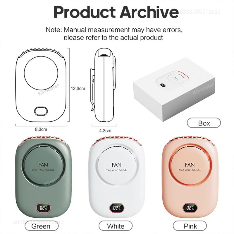 Portable Hanging Neck Fan Mini Cooling Waist Fans Bladeless USB Rechargeable Household Office Cooler Fan Outdoor Sports Travel