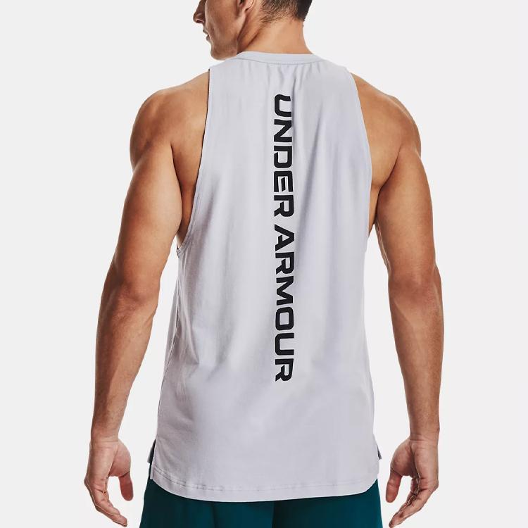 Under Armour Solid Color Crew Neck Sleeveless Sports Vest Men Tops Modern-Grey 1361901-011