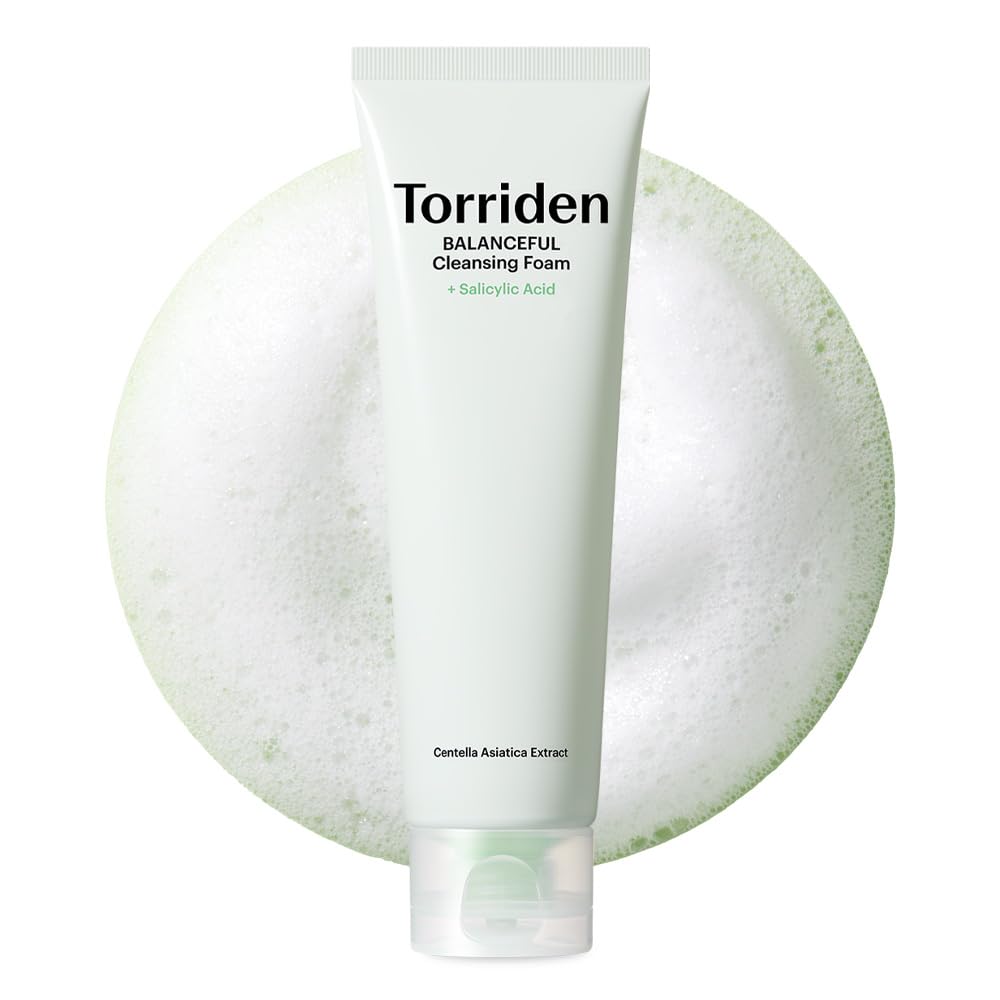 Torriden Balanceful Cica Cleansing Foam 120ml Facial Cleanser Low Irritation Refreshing Sebum Pores Keratin Weakly Alkaline Oily Skin Sensitive Korean